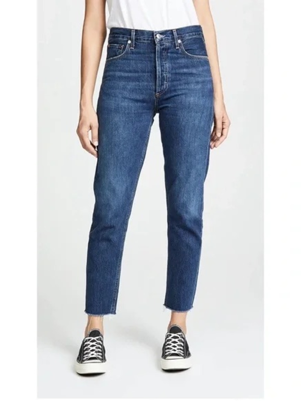 Agolde Raw Hem Dark Blue Denim Jeans